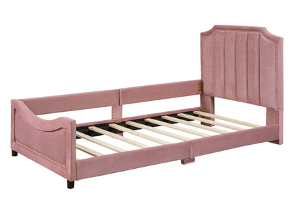Upholstered Daybed With Classic Stripe Shaped Headboard