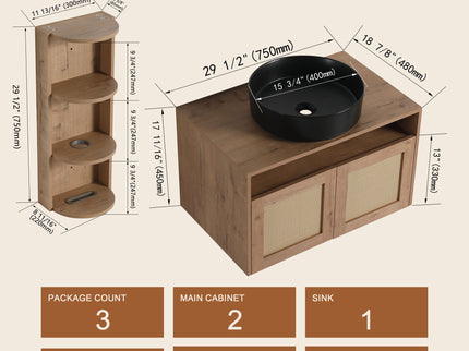 Bathroom Vanity & Art Sink And Storage Rack, Float Mounting Design