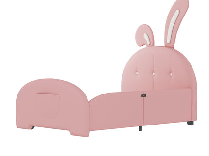 Upholstered Rabbit-Shape Princess Bed With Headboard And Footboard