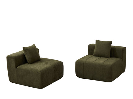 Modular Sectional Sofa With 2 Pillows, Symmetrical Design