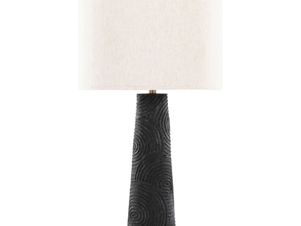 Kona - Contemporary Table Lamp (Set of 2) - Matte Black / Modern Brass / Natural