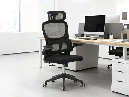 High Back Ergonomic Swivel Rolling Office Chair With Tilt Function, 3D Headrest, Lumbar Support - Black