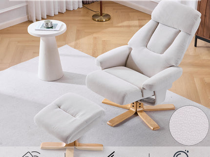 Upholstered Heated Massage 360° Swivel Accent Chair With Ottoman