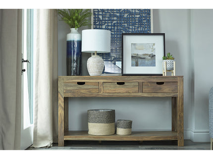 Tucker - 3 Drawer Console Table With Lower Shelf - Natural
