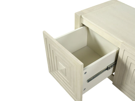 Geometric Carved Console Table With 3 Soft Close Drawers