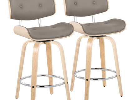 Lombardi - Mid Century Modern Fixed Height Counter Stool With Swivel With Round Footrest (Set of 2)