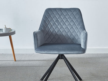 Modern Desk Chair No Wheel, Ergonomic Office Chair Home Office Upholstered Chair, Computer Chair For Bedroom, Reception Room, Living Room With Metal Legs - Blue