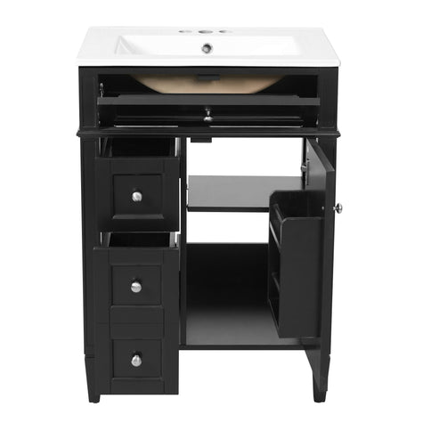 Bathroom Vanity With Top Sink, Storage Cabinet With 2 Drawers And Tip-Out Drawer