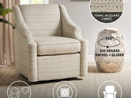 Justin - Swivel Glider Chair With 360 Degree Rotation - Tan