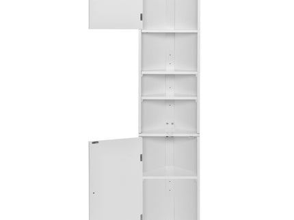 Multi Functional Corner Cabinet With Adjustable Shelves And 2 Doors