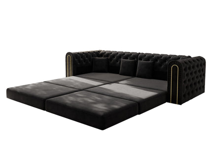 3-In-1 Convertible Sleeper Sofa With Movable Ottoman For Living Room