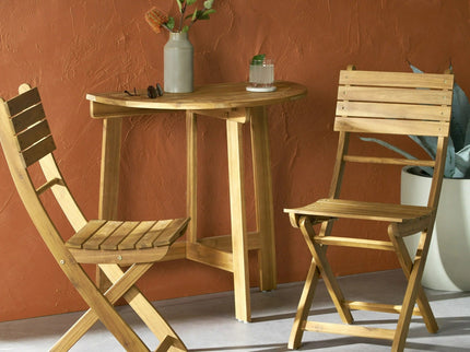 Outdoor 3 Piece Half Round Folding Bistro Set
