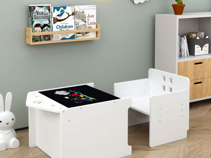 Montessori Weaning Table And Chair Set, Toddler Table With Adjustable Height - White
