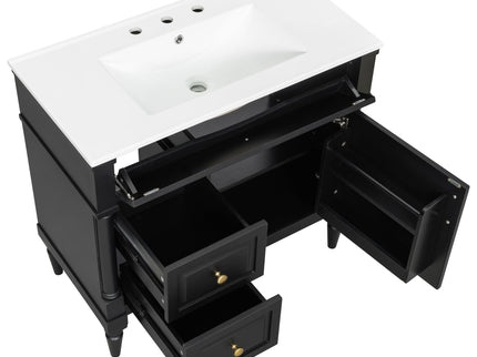 Freestanding Bathroom Vanity With Sink, Adjustable Shelf, Flip Drawer