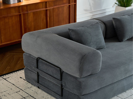 Convertible Sleeper Sofa Bed With Cylindrical Pillow, With Fixed Shape Frame
