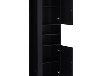 Tall Freestanding Bathroom Storage Cabinet With Adjustable Shelves And Side Hooks Board, Rectangle Design