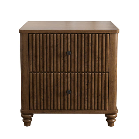 Modern Fluted Nightstand With 3 Drawers
