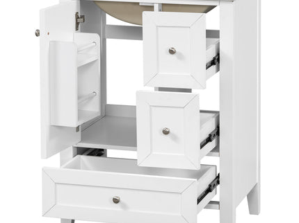 Modern Bathroom Vanity With Sink, Freestanding Cabinet With Drawers And Shelves
