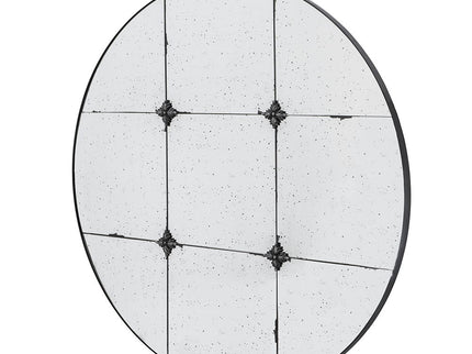 Traditional Decor Style Round Antique Glass Wall Mirror, Wall Decor For For Bathroom Entryway Console Lean Against Wall - Black