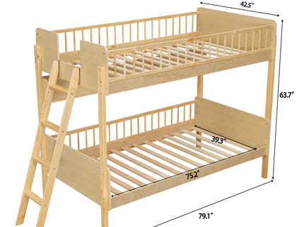 Bunk Bed With 3 Storage Shelves, Adjustable Ladder Left Or Right