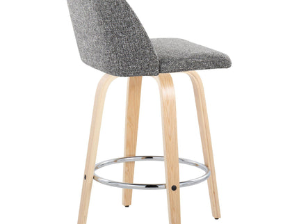Toriano - Contemporary Fixed-Height Counter Stool With Swivel And Round Footrest (Set of 2)