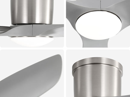Flush Mount Ceiling Fan With Dimmable LED Light, 3 Blades, Reversible DC Motor Blades For Living Room