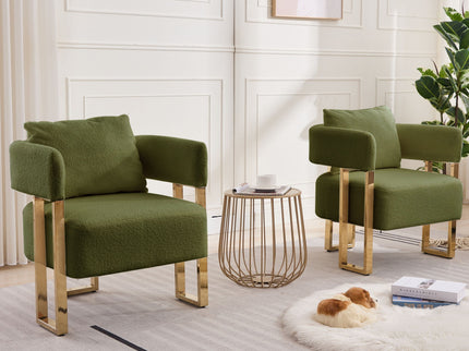 Modern Decorative Chair Teddy Fleece Upholstered And Metal Foot