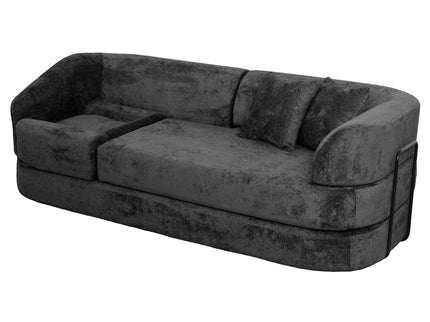 3 Seater Sofa With Built In Pet Bed Nook, Curved Design And 2 Throw Pillows