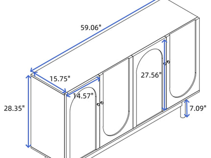 4 Door Intaglio Storage Cabinet - Mint Green