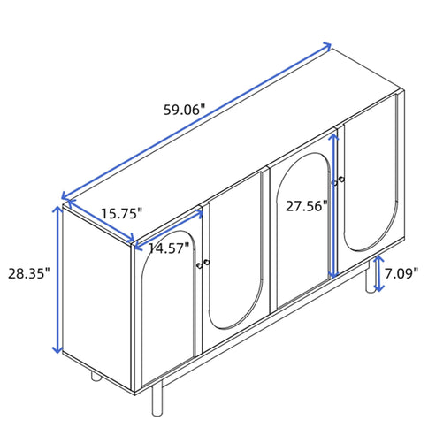 4 Door Intaglio Storage Cabinet - Mint Green