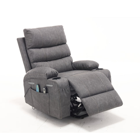 Large Size Electric Power Lift Recliner Chair Sofa With 8 Point Vibration Massage And Lumbar Heat