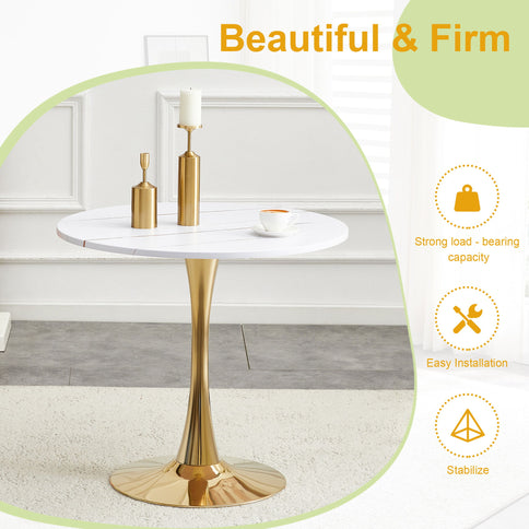 Round Dining Table & Thickened Top For Kitchen