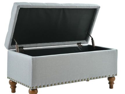 Upholstered Ottoman With Storage And Rivet Trim