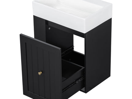 Modern Bathroom Vanity With Sink, Storage Cabinet, Drawer & Side Shelf