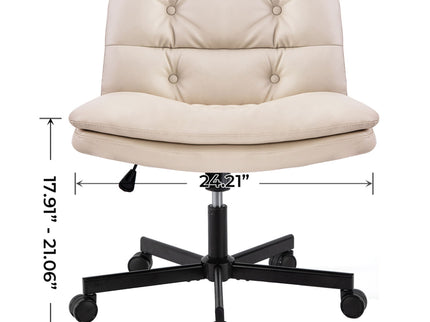 Large Size Swivel Home Office Desk Chair Armless Office Room Chair - Beige