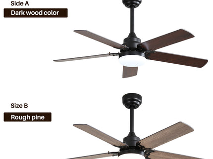 Low Profile Ceiling Fan With Reversible DC Motor, Remote Control, LED Light - Black