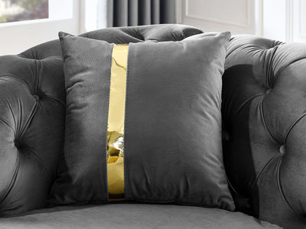 Button Tufted Couch With 2 Pillows, 3 Seater Luxury Chesterfield Sofa
