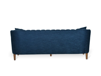 Contemporary 3 Seater Sofa With Button Tufted Design - Navy Blue