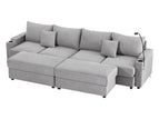 Dark Gray / 4 Seater Sofa With 2 Ottomans