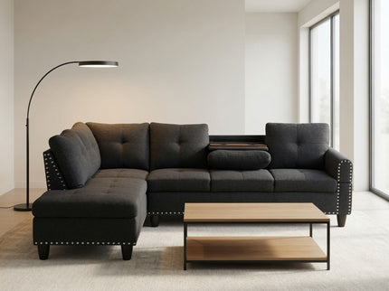 L - Shaped Sectional Sofa With Movable Left Chaise