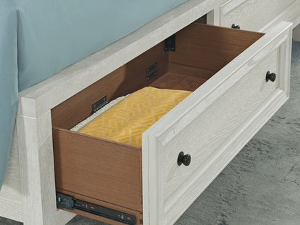 Storage Bed With Panel Headboard And Spacious Footboard Drawers