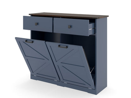Double Tilt Out Trash Cabinet With Hideaway Drawer And Barn Door Style