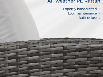 All-Weather Wicker 3 Seat Patio Sofa With Thick Cushions