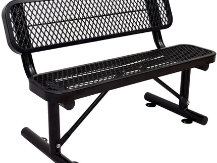 6' Outdoor Steel Bench With Backrest