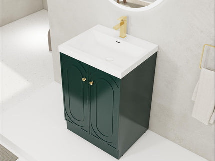 Contemporary Freestanding Bathroom Vanity With Resin Sink & Soft-Close Cabinet Doors
