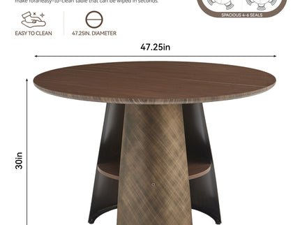 Round Dining Table - Reddish Brown / Walnut