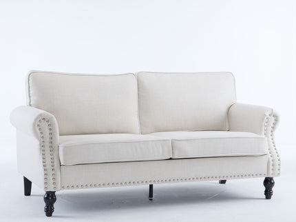 Rolled Arm Sofa With Nailhead Trim With Wooden Legs