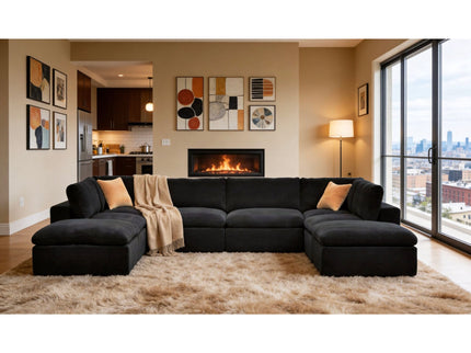 Custom Configuration Modular Sectional With Toss Pillows