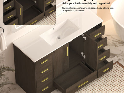 Bathroom Vanity With Abundant Storage 2 Soft Close Doors And 9 Drawers