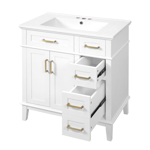 Modern Bathroom Vanity With Sink, Storage Cabinet, Soft Close Doors, Deep & Standard Drawers